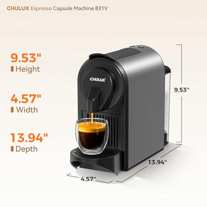 CHULUX Upgrade Bafè-Pro Espresso Coffee Maker for Nes Original Pods, Compact Espresso Machine for Small Space, 20 Bar Fast Extraction, Gray