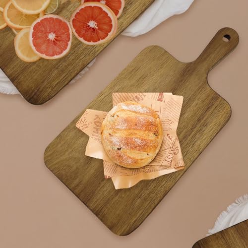 15 Pack Acacia Wood Cutting Board Bulk Wooden Serving Tray Kitchen Chopping Boards with Handle for Laser Engraving DIY Gift (13.8 x 7 Inch)