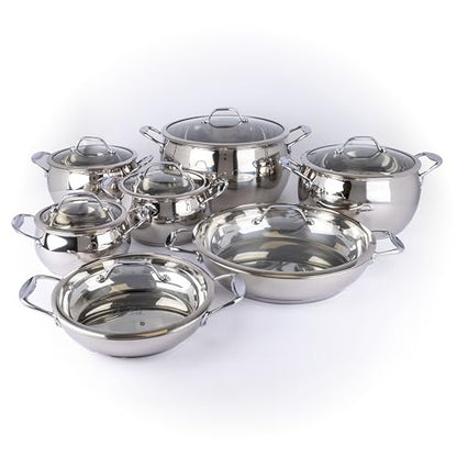 David Burke Splendor Stainless Steel 2-Quart Dutch Oven with Glass Lid, Vented Steam – Side handles, Oven Safe