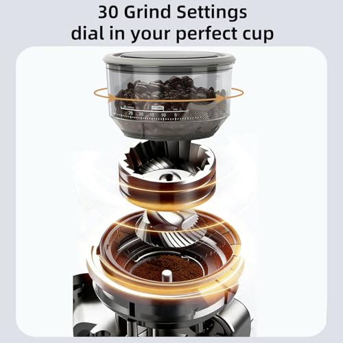 (2026 Upgrade) 15 Bar Espresso Machine with Built-in Anti-Clog Coffee Grinder, Expresso Coffee Machines with Milk Steam Wand/Frother/Tamping Tools,Espresso Maker with Grinder for Lattes-Almond