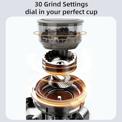 (2026 Upgrade) 15 Bar Espresso Machine with Built-in Anti-Clog Coffee Grinder, Expresso Coffee Machines with Milk Steam Wand/Frother/Tamping Tools,Espresso Maker with Grinder for Lattes-Almond