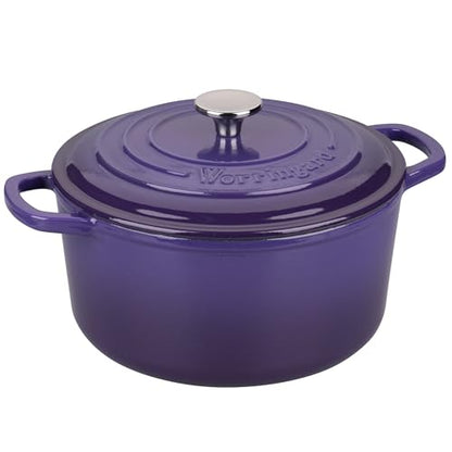 VORRINGARD Enameled Cast Iron Dutch Oven Pot with Lid, for Sourdough Bread Baking, Round Dutch Ovens, 6 Quart, Purple