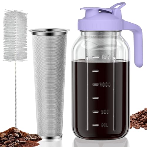 JunVpic Cold Brew Coffee Maker, 64 oz Glass Mason Jar Pitcher