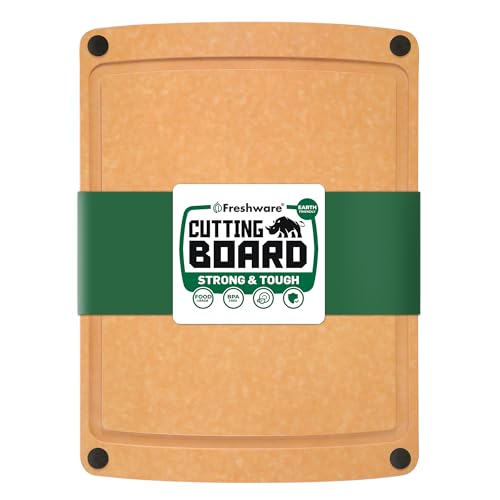 Cutting Board for Kitchen, Wood Cutting Board with Juice Grooves, Dishwasher Safe, Non-Porous, BPA Free, Medium Cutting Boards, 15 x 11.25-inch, Natural Slate