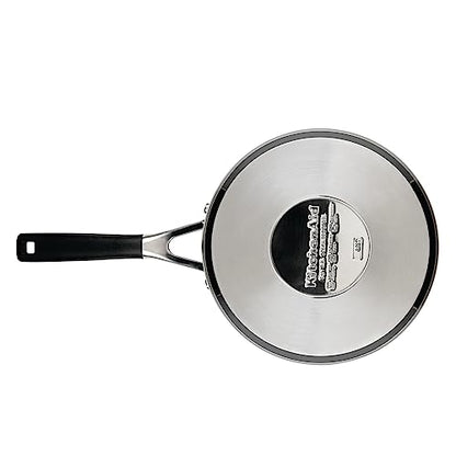 KitchenAid Stainless Steel Induction Saucepan with Lid, 3 Quart - Brushed Stainless Steel