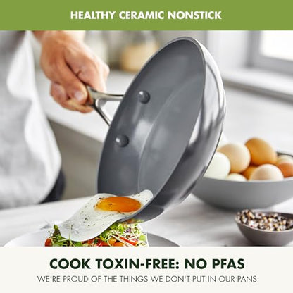 GreenPan Valencia Pro Ceramic Nonstick 11 Piece Cookware Set, Hard Anodized PFAS-Free Pots & Pans, Induction Ready, Compatible on All Cooktops, Dishwasher Safe, Oven Safe to 600F, Gray