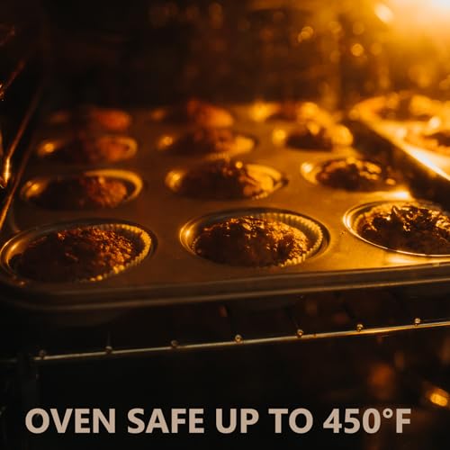 ATZNZIK 4 Pack Muffin Pan for Baking, Standard Cupcake Pan with 200 Natural Cupcake Liners, Muffin Tin Nonstick 12 Cup, Carbon Steel Muffin Cupcake Tary Baking Supplies