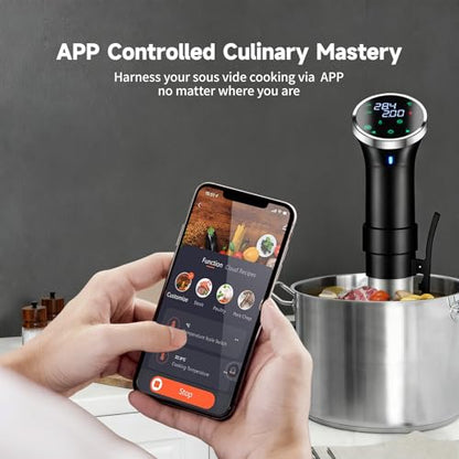 WiFi Sous Vide Cooker with APP Control,1100W Sous Vide Immersion, 3D Heating& LED Display for Fathers Day Kitchen Gifts for Men,Temperature Range 77-203℉ Ultra-Quiet Slow Cooking Sous-vide APP Control