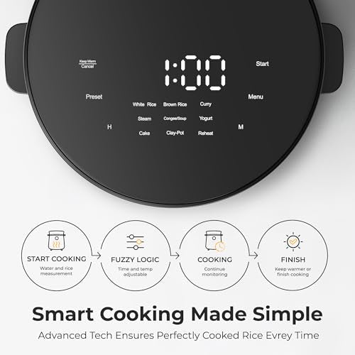 Compact Mini Rice Cooker Small Kitchen 3-Cup (Uncooked) / 6-Cup (Cooked), Non Stick Ceramic Inner Pot Rice Maker, 24H Timer Delay, Auto Keep Warm, 9 Functions Multicooker For Brown Rice, Steam, Soup