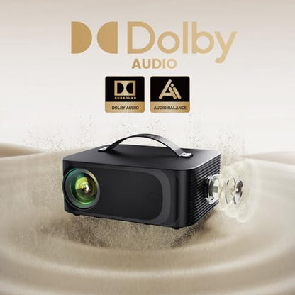 [Official Licensed APPs] Outdoor-Projector-4K with Wifi6 and Bluetooth, Smart TV OS & DoIby Audio, Portable Projector with YouTube/PrimeVideo, ONOAYO 1080P Proyector with 300'' Display
