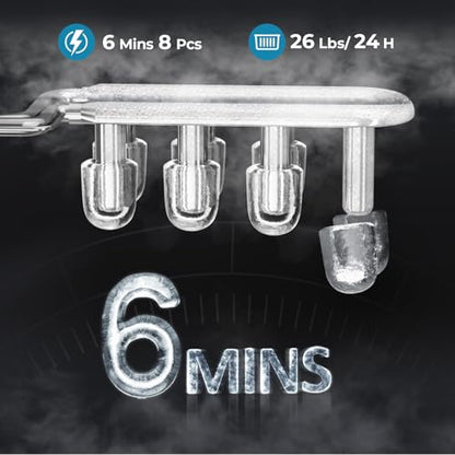 Countertop Ice Maker Machine, 8 Ice Cubes in 6 mins, 26lb/Day Bullet Ice with 2 Sizes- Portable Mini, Energy Saving & Basket/Scoop for Home/Party/Travel/Camping/Bar,Purple
