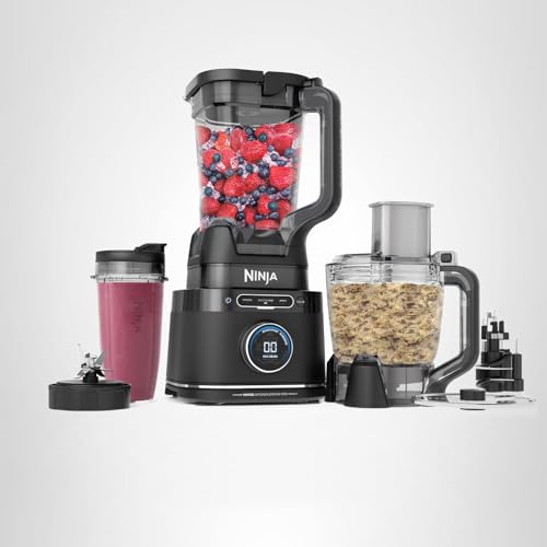 Ninja Kitchen System | Food Processor & Blender with BlendSense Technology | 8-Cup Bowl & 24-oz. To-Go Cup | For Smoothies, Cookie Dough, Salsa & More | 1800-Peak-Watt | Black | TB401