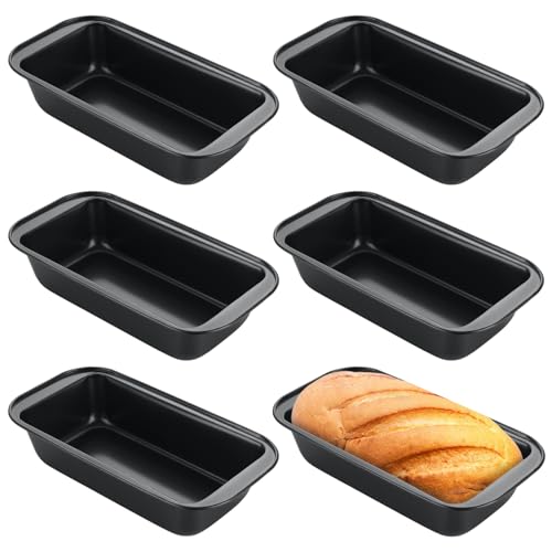 QTLCOHD 6 Pack 8" x 4" Bread Loaf Pan for Baking Homemade Bread, Non Stick Carbon Steel Loaf Pans
