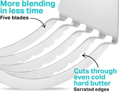 Pastry Cutter Tool - Heavy Duty Stainless Steel Pastry Blender, Comfortable Handle, Dishwasher Safe, Perfect Flaky Pie Crust & Biscuits - Turquoise