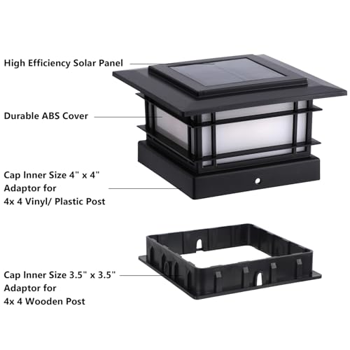 Dynaming 4x4 Solar Post Cap Lights Outdoor with Flickering Flame Light, Black Shell Fence Post Solar Lights Fit Vinyl/Wooden Posts, Brightness LED Lighting Decor for Garden Deck Patio, 12 Pack
