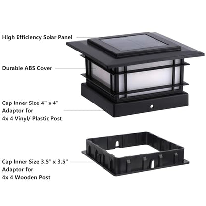 Dynaming 4x4 Solar Post Cap Lights Outdoor with Flickering Flame Light, Black Shell Fence Post Solar Lights Fit Vinyl/Wooden Posts, Brightness LED Lighting Decor for Garden Deck Patio, 12 Pack
