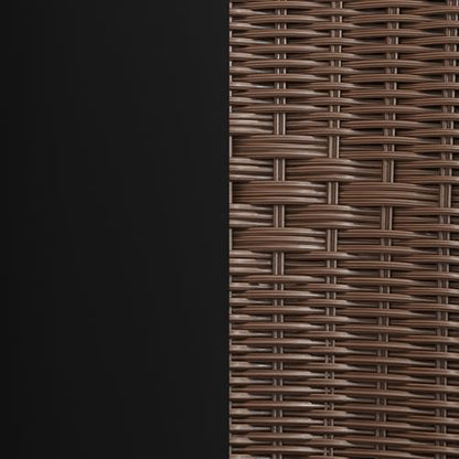 Flash Furniture Lila 28'' Round Glass Metal Table with Dark Brown Rattan Edging and 2 Dark Brown Rattan Stack Chairs