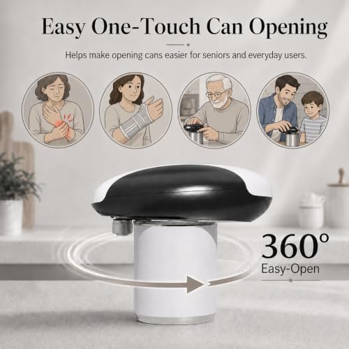 Electric Can Opener, USB-C Rechargeable Automatic Can Opener with Smooth Edge, One-Touch Operation, Magnetic Lid Hold, Easy Kitchen Gadget for Seniors, Fits Most Can Sizes
