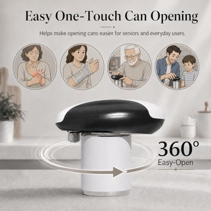 Electric Can Opener, USB-C Rechargeable Automatic Can Opener with Smooth Edge, One-Touch Operation, Magnetic Lid Hold, Easy Kitchen Gadget for Seniors, Fits Most Can Sizes