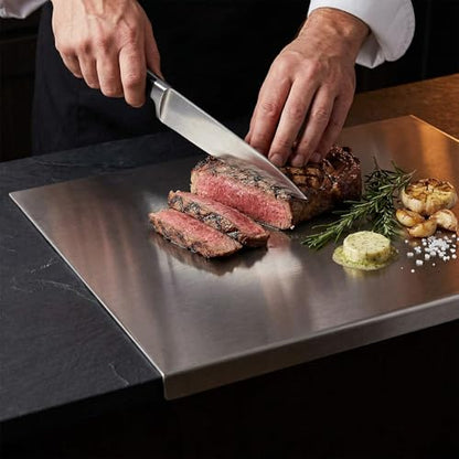 20"L x 16"W Stainless Steel Cutting Board for Kitchen – Large L-Shaped Bread Board, Double-Sided Non-Stick Chopping Board with Lip for Baking, Dishwasher Safe Pastry Board for Kneading