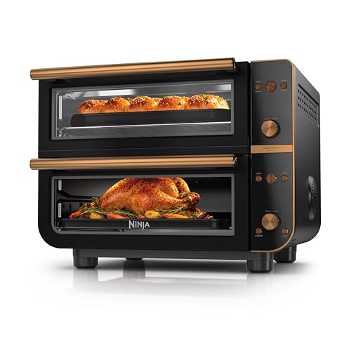 Ninja Double Oven Pro Smart XL Countertop Oven & Air Fryer | 30.2 Qt Capacity |12-in-1 Versatility with Smart Finish & DualZone Tech to Cook 2 Meals at Once | Fit up to 4.5lb Chicken | Onyx | DCT801BK
