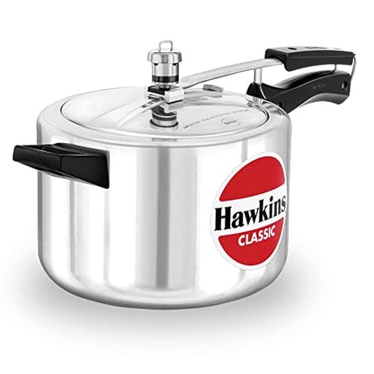 Hawkins Aluminium 5 Litre Classic Pressure Cooker, Best Inner Lid Cooker, Silver (Cl50)