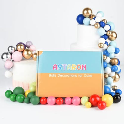 ASTARON 32 Pcs Ball Cake Topper Decorations Mini Balloons Cake Topper Sticks Foam Balls Cake Picks Cake Topper Balls Cake Decorations for Wedding Party Birthday Cake Decorating (Pink Gold)