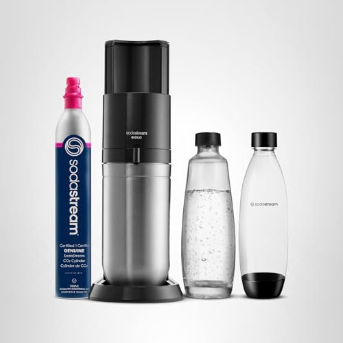 SodaStream E-Duo Sparkling Water Maker (Black) with 60L CO2, 1 BPA- Free Carbonating Bottle and (1)1L Glass Bottle