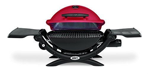 Weber Q1200 Liquid Propane Portable Gas Grill, Red – 1‑Burner Travel and Camping Grill with Cast‑Iron Grates & Electronic Ignition (8,500 BTU Burner)