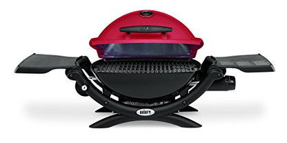 Weber Q1200 Liquid Propane Portable Gas Grill, Red – 1‑Burner Travel and Camping Grill with Cast‑Iron Grates & Electronic Ignition (8,500 BTU Burner)