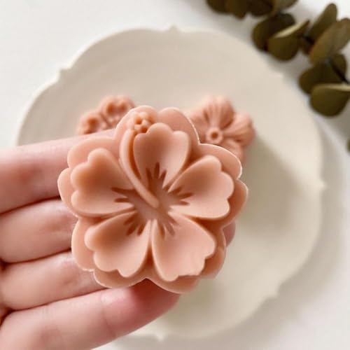 White Mold with 6 Petals 30g Mooncake Mould Hand Press Cookie Stamps, Cherry Blossom Flower Stamps, Mid-Autumn Festival Pastry Tool Pie Making, Cookie Stamps Baking Tools and Accessories