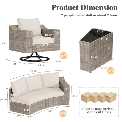 LUXOAK 10-Piece Patio Furniture Set with Storage Tables & Rocking Chairs