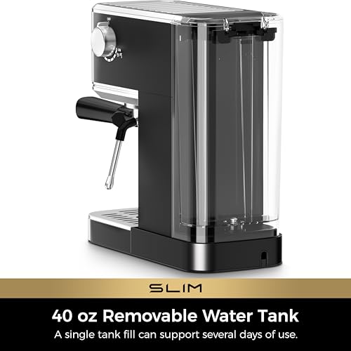 CHULUX Slim Espresso Machine with Milk Frother for Home Cappuccino, Black