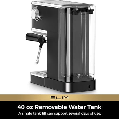 CHULUX Slim Espresso Machine with Milk Frother for Home Cappuccino, Black