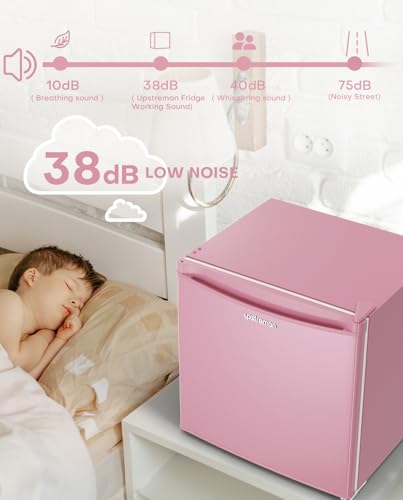 Upstreman 1.7 Cu.ft Mini Fridge with Freezer, Pink-FR17