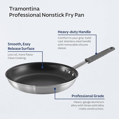 Tramontina Professional 14-Inch Non Stick Extra Large Frying Pan, Heavy-Gauge Aluminum Skillet with Reinforced Nonstick Coating, Gray Handle, Dishwasher and Oven Safe