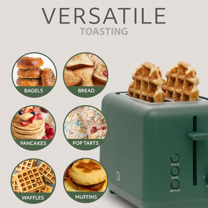 WILLOW Eco Series 2-Slice Toaster, Extra-Wide Slots for Bagels & Artisan Bread, 6 Shade Browning Settings, High-Lift Toast Boost, Removable Crumb Tray, Cancel/Defrost Buttons, Toaster 2 Slice