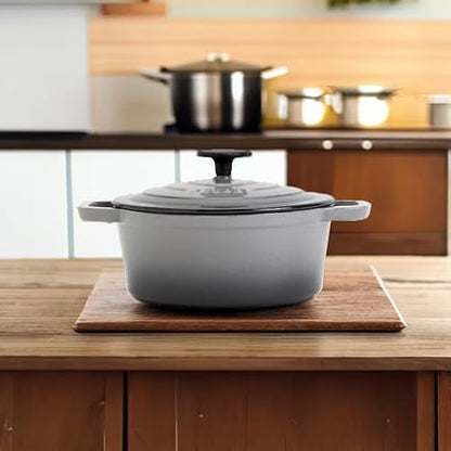 Smith & Clark 3-Quart Enameled Cast Iron Dutch Oven Pot with Lid, Gray