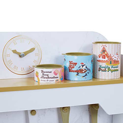 Teamson Kids Versailles Petite Classic Kids Wooden Interactive Play Kitchen, White with Faux White Marble and Gold