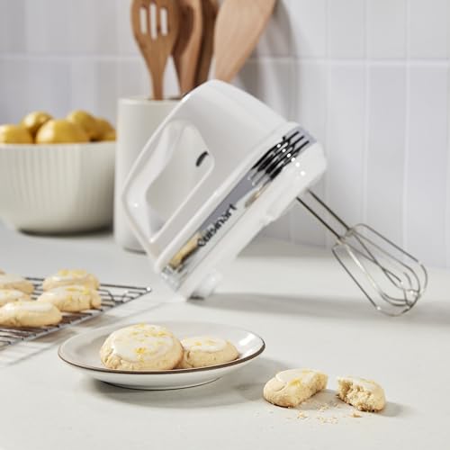 Cuisinart Power Advantage PLUS 9-Speed Hand Mixer, 220W-Motor Hand Blender Electric Mixer with 9 Speed Settings, Extra-Long Dishwasher-Safe Beaters, 3 Low Mixing Speeds, Storage Case, HM-90S, White