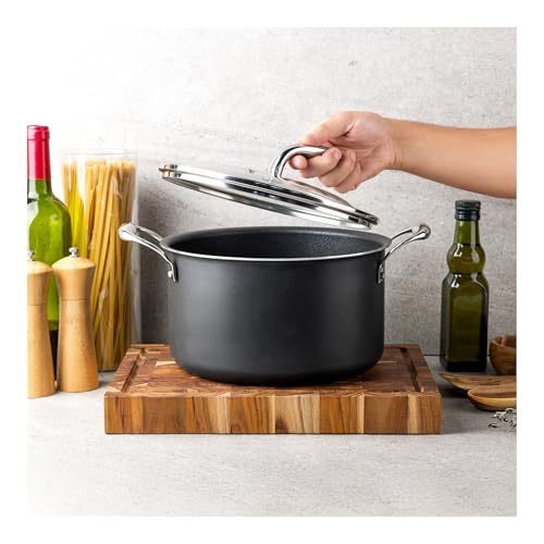 Vasconia Urban 6-QT Covered Soup Pot Set - Black Nonstick Dutch Oven for Baking, Roasting, and Stewing - Dishwasher and Oven Safe up to 475°F - Aluminum Kitchen Accessories with Fast Cooling Handles