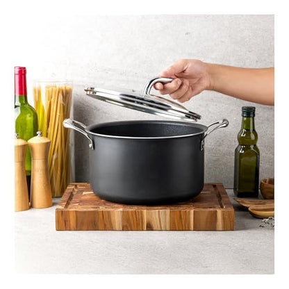 Vasconia Urban 6-QT Covered Soup Pot Set - Black Nonstick Dutch Oven for Baking, Roasting, and Stewing - Dishwasher and Oven Safe up to 475°F - Aluminum Kitchen Accessories with Fast Cooling Handles