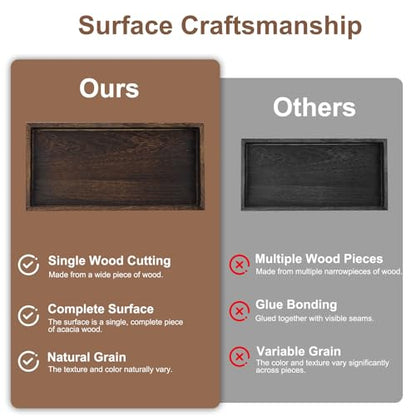 Klunk Wooden Trays Set of 3 - Rustic Farmhouse Decorative Nesting Trays for Coffee Table, Bathroom Vanity, Candles & Perfume, Multi-Purpose Wood Serving Trays for Home