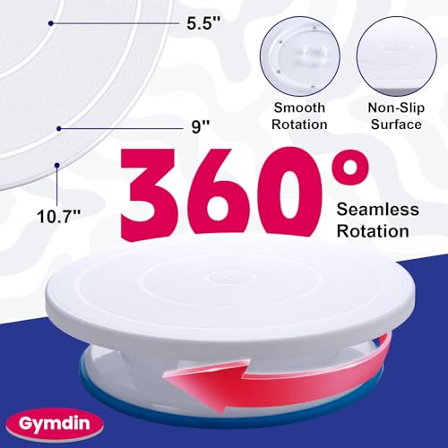 Gymdin 222 PCS Cake Decorating Kit - Includes Cake Turntable, Leveler, Piping Bags and Tips Set, 2 Frosting Spatulas, 3 Scrapers, 100 Cupcake Liners, Booklet and more Decorating Supplies