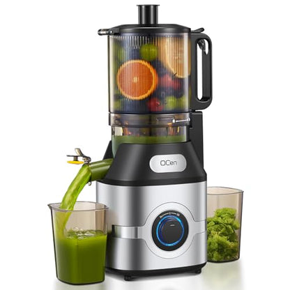Cold Press Juicer Slow Masticating Machine with 5.5 Inch Chute(Silver)