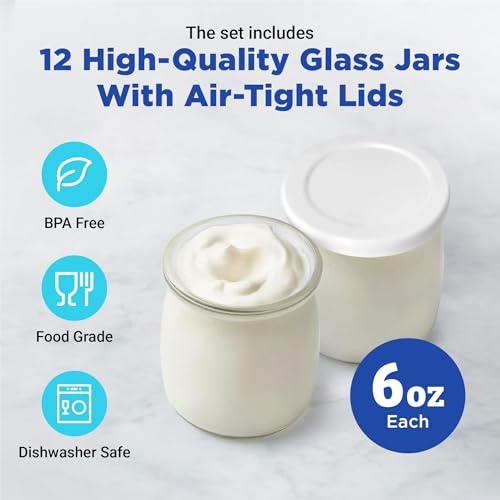 Ultimate Probiotic Yogurt Maker XL with 50% More Capacity, Adjustable Time & Temp Control, Make Trillions of Live Probiotics at Home to Support Gut Health, UNLIMITED LIFETIME WARRANTY (12-Jar Model)