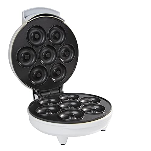 Mini Donut Maker- Electric Non-Stick Surface Makes 7 Small Doughnuts- Decorate, Frost, Ice Your Own for Kid Friendly Baked Dessert Treat - Cooking Activity for Adults with Recipe Guide, Easy Bake Gift