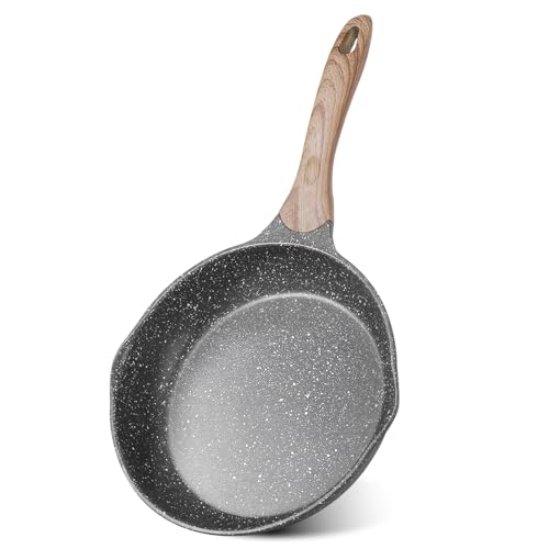 JEETEE 10 Inch Nonstick Frying Pan Stone Coating Cookware, Nonstick Omelette Skillet with Soft Touch Handle, Compatible with All Stoves