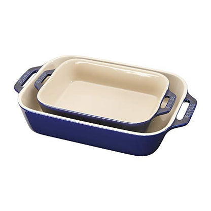 Staub Ceramic 2-pc Rectangular Baking Dish Set - Dark Blue