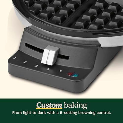 Cuisinart Waffle Maker, 1250W Round Classic Waffle Iron, 5-Setting Adjustable Browning Control, WMR-CAP2, Brushed Stainless